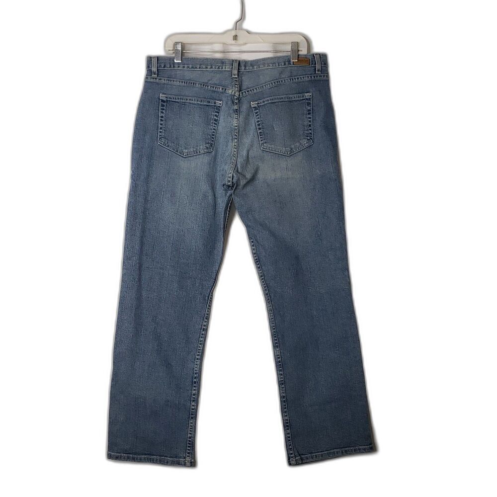 LONDON JEAN Button Fly Medium Wash Straight Leg Denim Jeans Womens Size 14